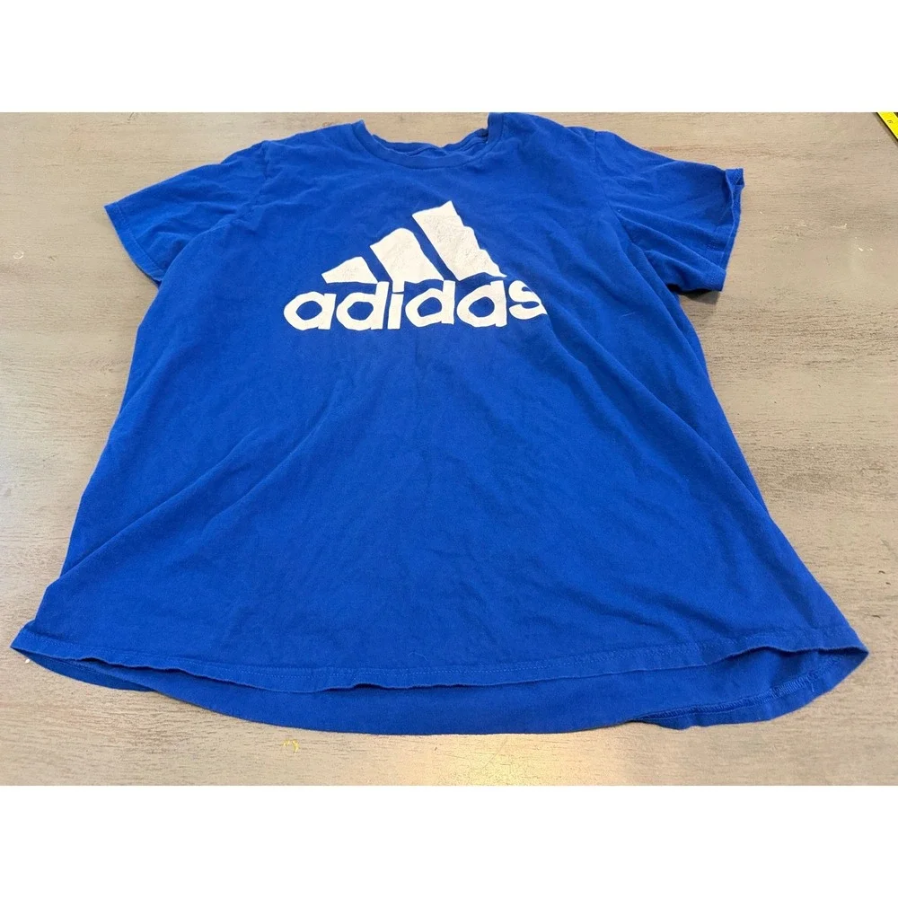Adidas Amplifier Tee Royal Blue White Logo Graphic T-Shirt Mens 2XL Short Sleeve